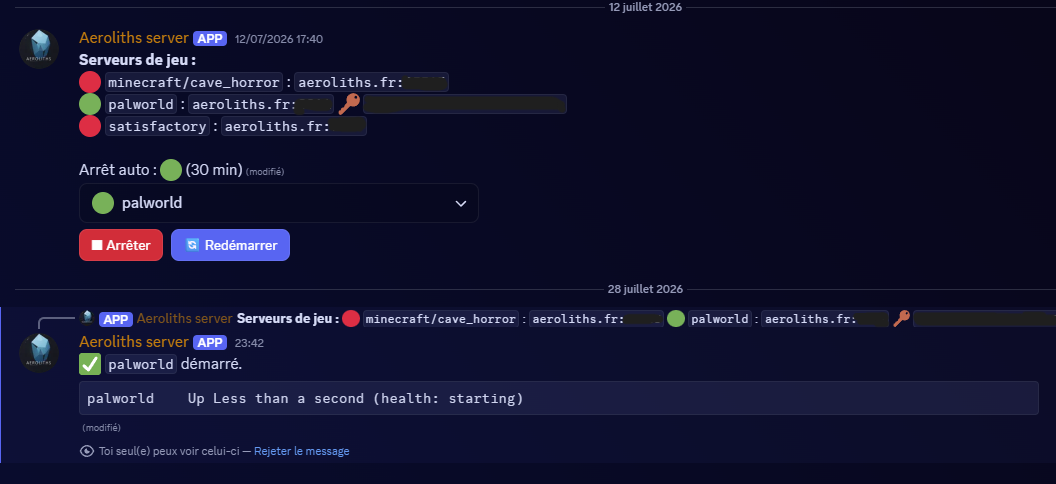 Aeroliths Server - Bot Discord de gestion de serveurs de jeu - Image 2